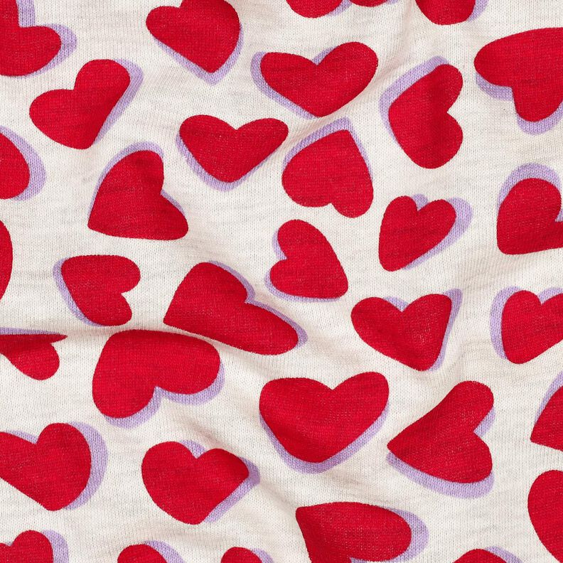 Sweatshirt gratté Cœurs | Poppy Fabrics – nature/rouge,  image number 2
