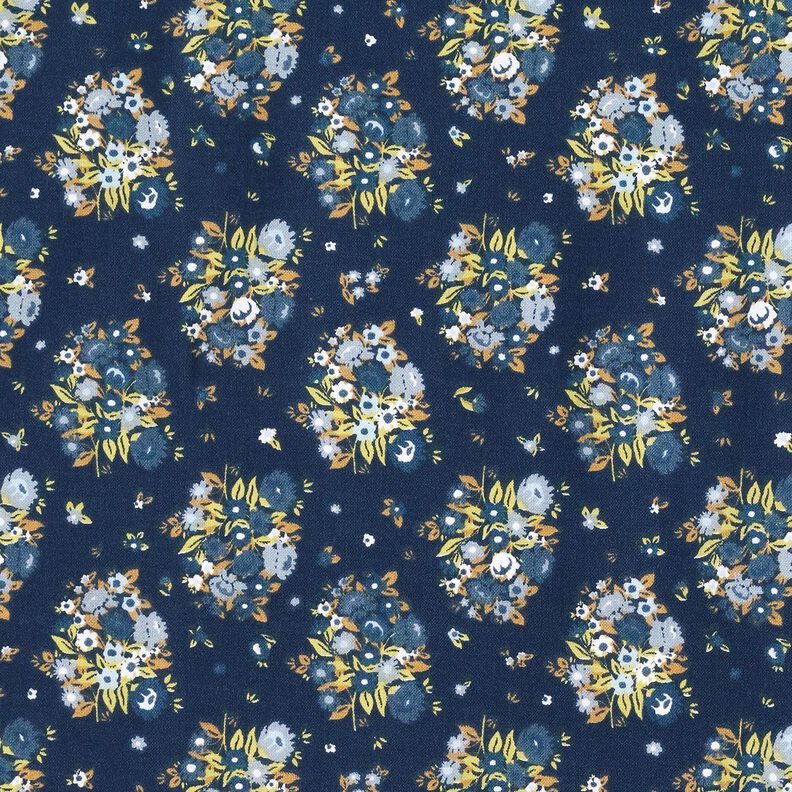Popeline de coton bio Bouquet de fleurs – bleu marine,  image number 1