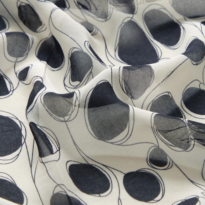 Chiffon cercles abstraits – blanc/noir,  image number 2