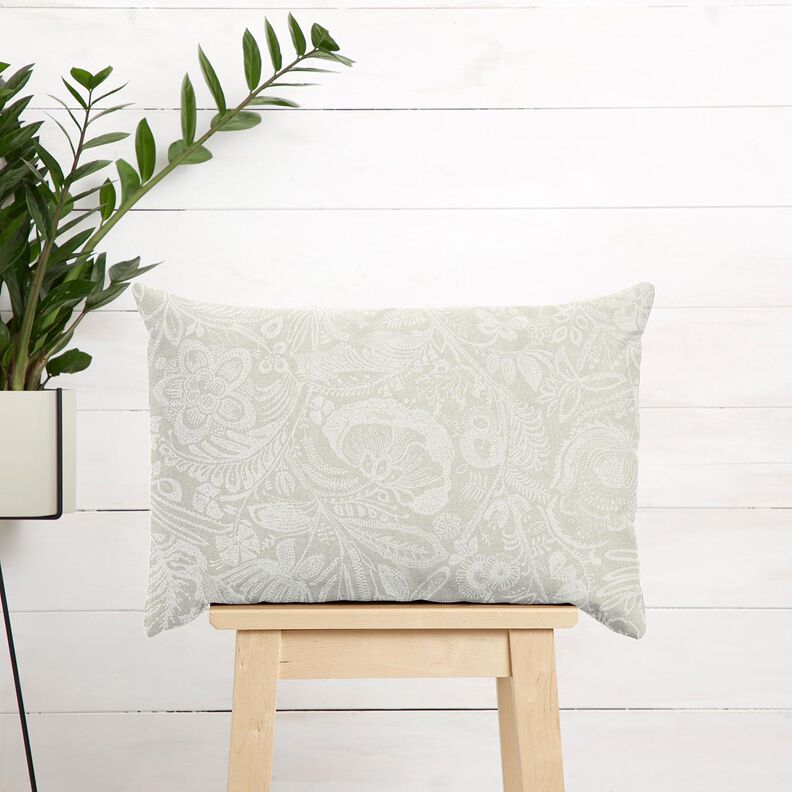 Tissu de décoration Semi-panama Paisley fleuri – nature/blanc,  image number 7