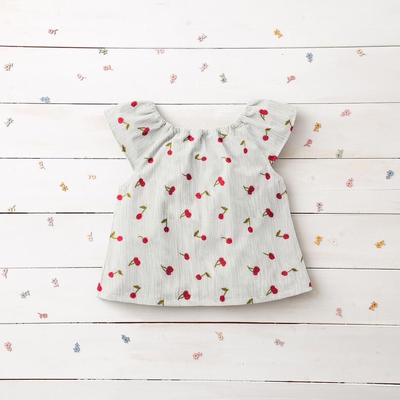 Tissu double gaze de coton Cerises brodées | Poppy Fabrics – blanc/rouge feu,  image number 6