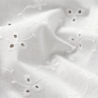Tissu de coton à broderie anglaise Fleurs avec vrilles – blanc, 