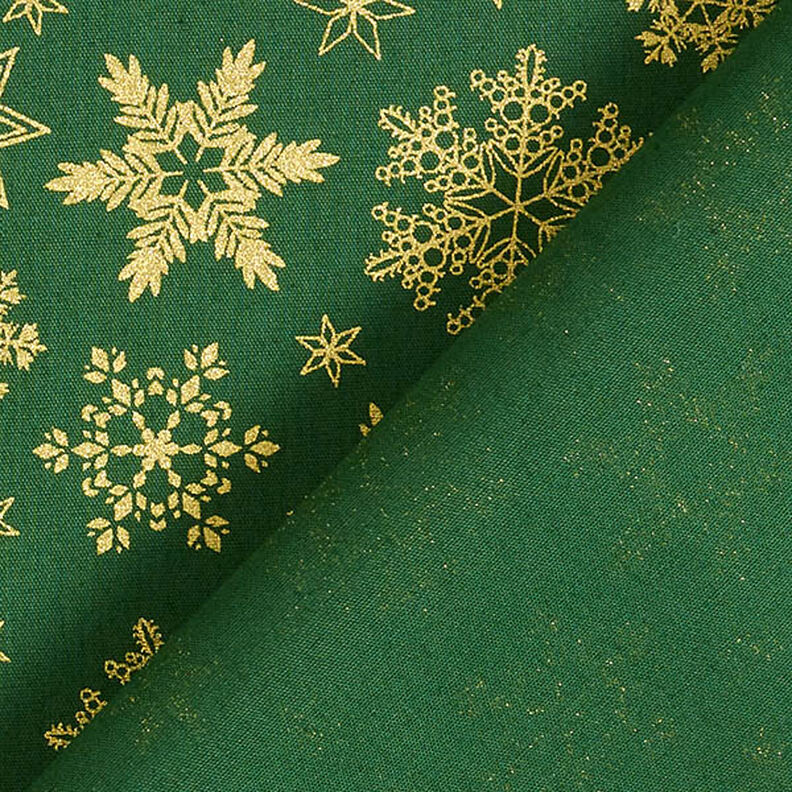 Tissu en coton Popeline Cristaux de neige – vert/or, image number 4