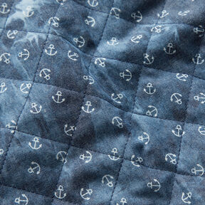 Tissu chambray matelassé Ancre en batik – bleu jean, 