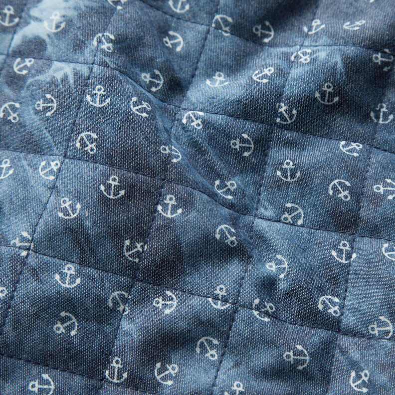 Tissu chambray matelassé Ancre en batik – bleu jean,  image number 2