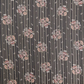 Mousseline avec rayures de satin et métallisées Fleurs – noir/blanc, 