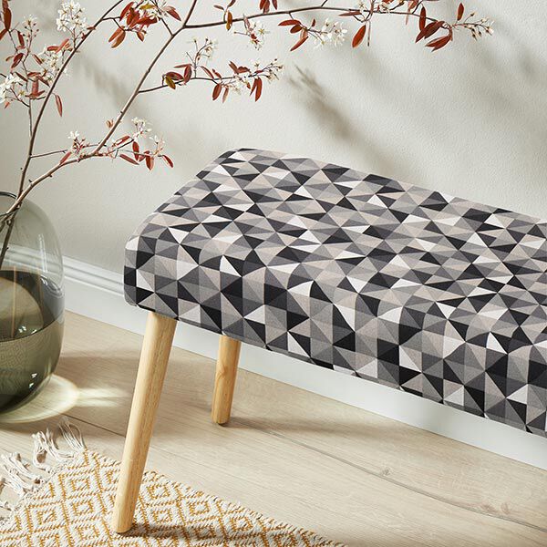 Tissu de décoration Semi-panama motif losange rétro – gris/noir,  image number 8