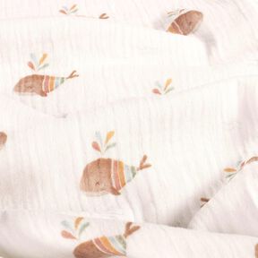 Tissu double gaze de coton baleine rayée Impression numérique – ivoire, 