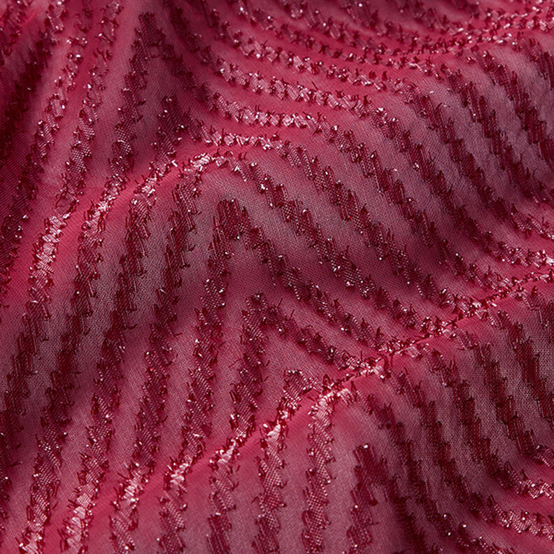 Mousseline Zigzag à paillettes – rouge bordeaux,  image number 2