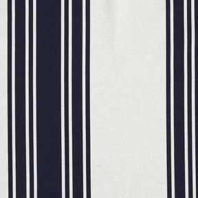 Tissu de décoration Panama Blockstreifen – bleu noir/gris brume, 