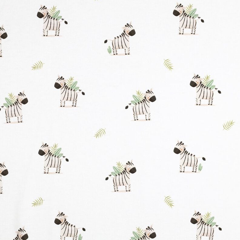 GOTS Jersey coton zèbres dans la steppe Impression numérique | Poppy Fabrics – blanc/noir,  image number 1