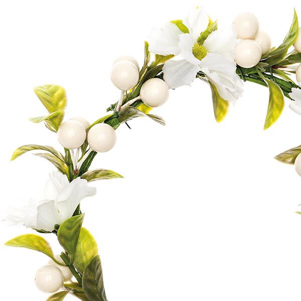 Couronne de fleurs décorative avec baies [Ø 10 cm/ 16 cm] – blanc/vert,  image number 2