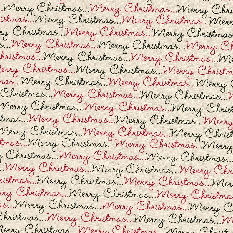 Tissu en coton Cretonne Merry Christmas – nature/carmin, image number 1