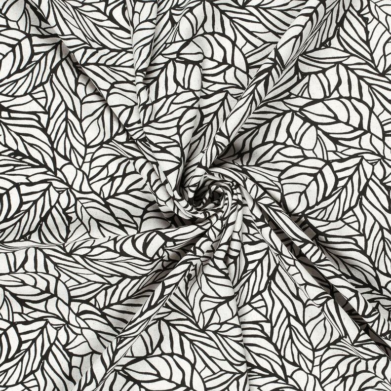 Mélange viscose lin Feuillage – écru/noir, image number 3