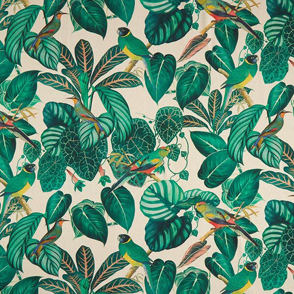 Tissu de décoration Semi-panama Impression numérique Jungle – vert foncé/nature,  image number 1
