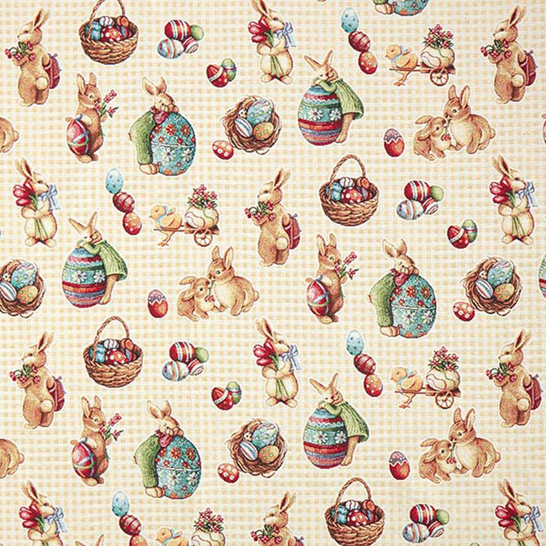 Tissu décoratif Gobelin petits lapins mignons – jaune clair,  image number 1