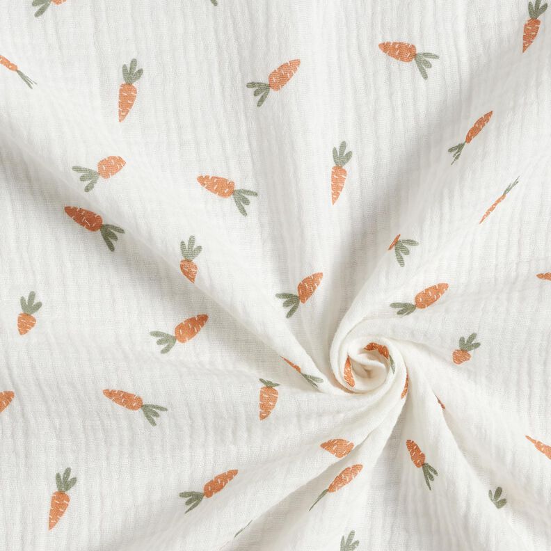 Tissu double gaze de coton petites carottes – écru,  image number 3
