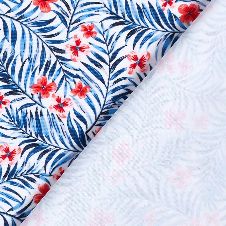 Tissus pour maillot de bain Fleurs et feuilles de palmier – blanc/indigo,  image number 4