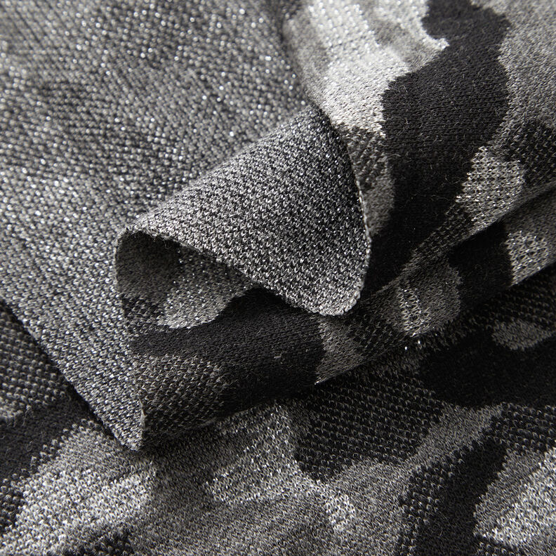 Maille jacquard Camouflage métallisé – noir/argent métallisé,  image number 3