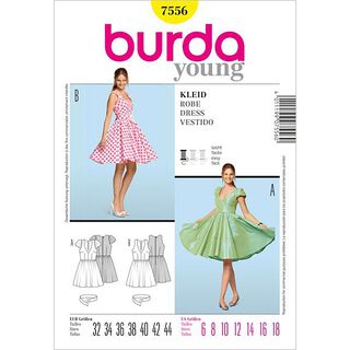 Robe années 50 / jupe arrondie, Burda 7556, 