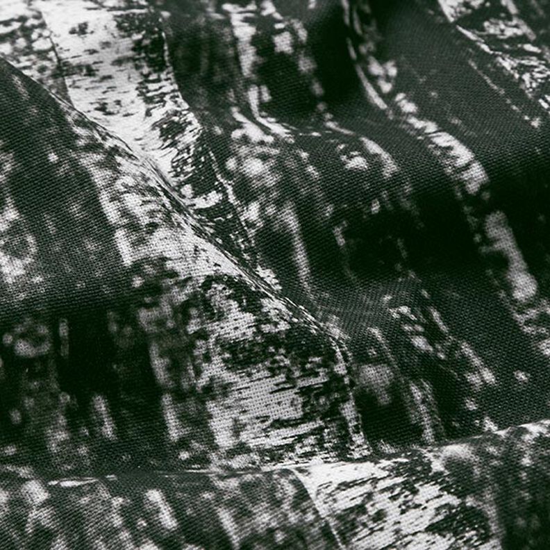 Tissu de décoration Semi-panama forêt de bouleaux – noir/blanc,  image number 2