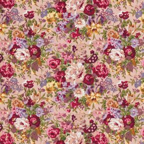 Popeline coton bouquet de fleurs romantique – vieux rose clair/carmin, 