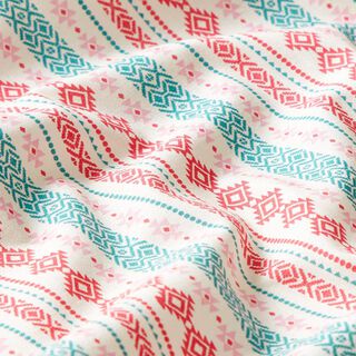 Tissu en coton cretonne Ethno – vert menthe/rose, 