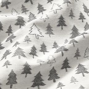 Tissu de décoration Jacquard sapins scintillants – anthracite/argent, 
