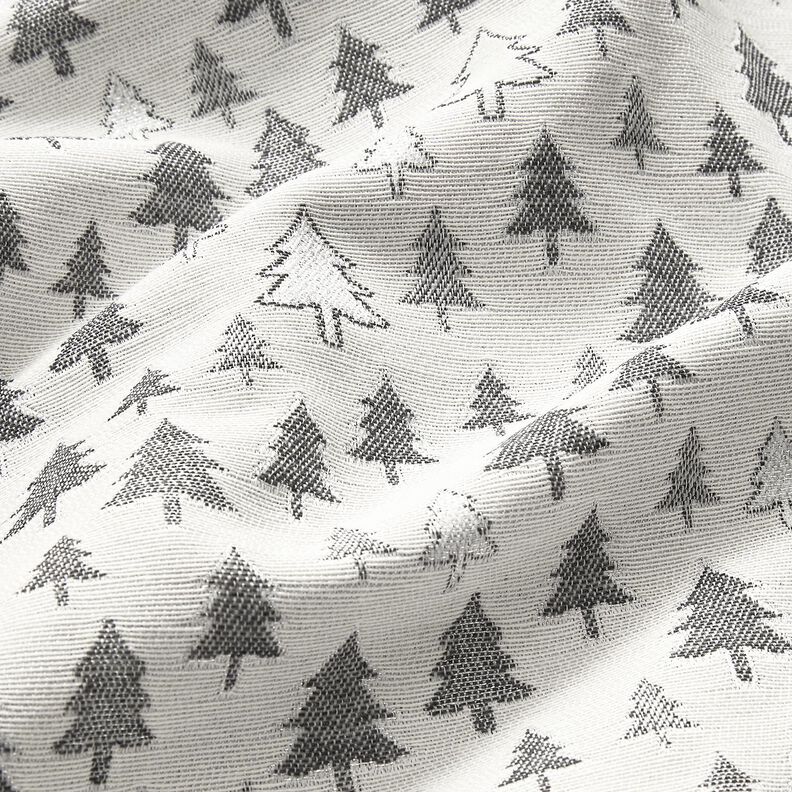Tissu de décoration Jacquard sapins scintillants – anthracite/argent,  image number 2