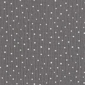 Tissu double gaze de coton Petits points – gris schiste/blanc, 