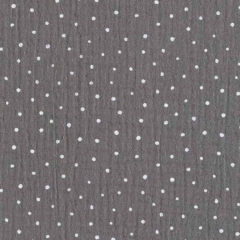 Tissu double gaze de coton Petits points – gris schiste/blanc,  image number 1