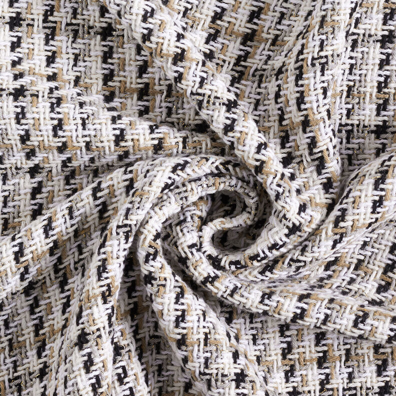 Tissu brut pour manteau Carreaux à fil scintillant – blanc/beige,  image number 4