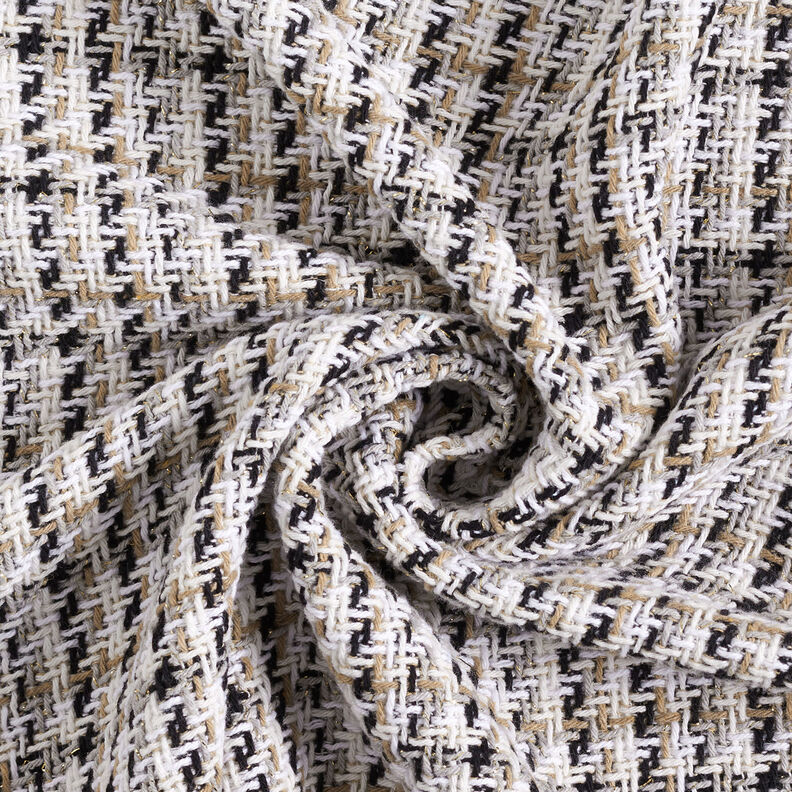 Tissu brut pour manteau Carreaux à fil scintillant – blanc/beige, image number 4