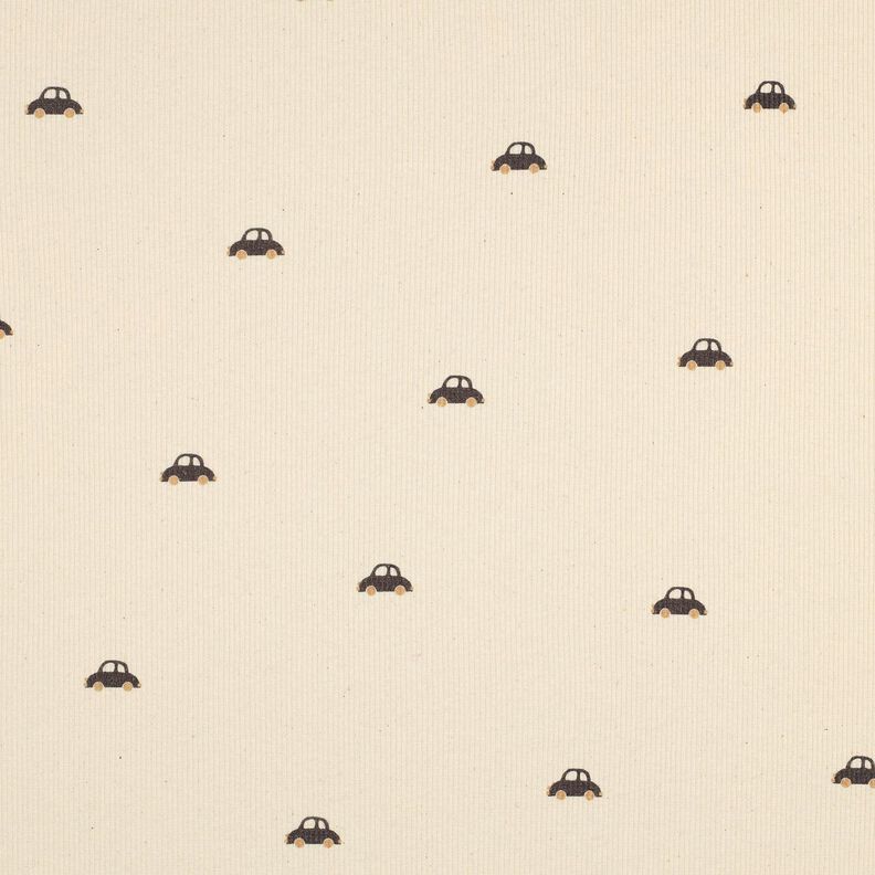GOTS Jersey côtelé Petites voitures | Poppy Fabrics – crème/marron noir, image number 1