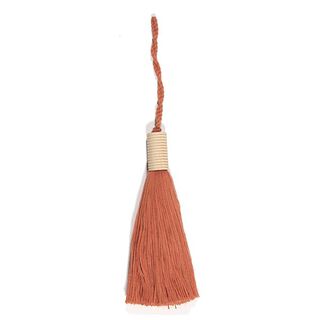 Pompon long avec perle en bois – terre cuite, 