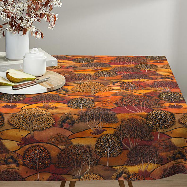 Tissu déco semi-panama Impression numérique paysage d’automne – bronze/orange, image number 5