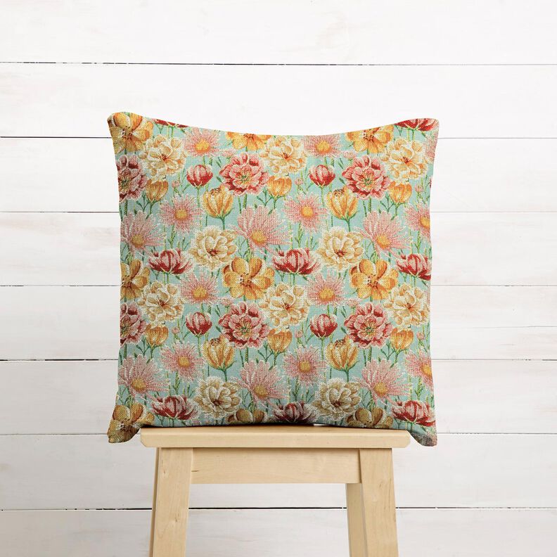 Tissu de décoration Gobelin Fleurs des champs – eucalyptus/jaune soleil,  image number 6