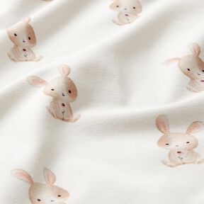 GOTS Jersey coton Lapin et fleur Impression numérique – ivoire, 