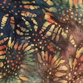 Tissu en coton Soleils batik – sapin bleu/brun-marron, 