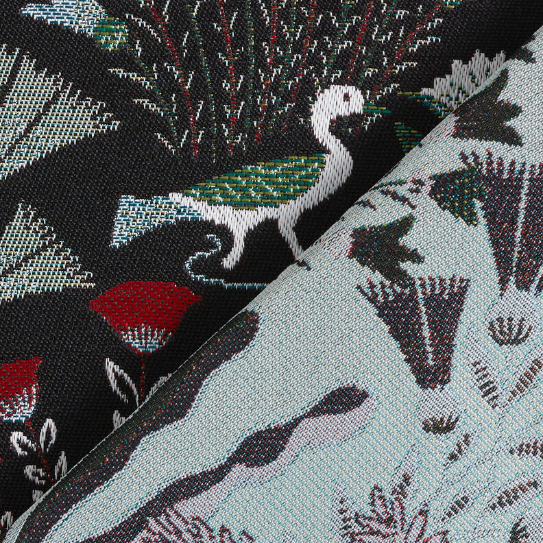 Tissu de décoration Gobelin Botanique paradisiaque – noir/vert, image number 5