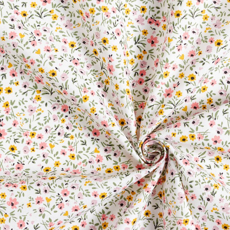 Tissu en coton Cretonne fleurs délicates – blanc/vieux rose, image number 3