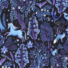 French Terry Sweat d’été Forêt de conte de fée Impression numérique | Poppy Fabrics – bleu, 
