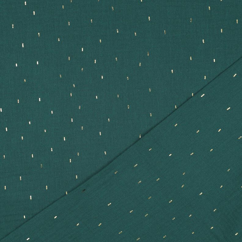 Tissu double gaze de coton Rechteck Imprimé feuille | Poppy Fabrics – sapin bleu/or métallisé,  image number 4