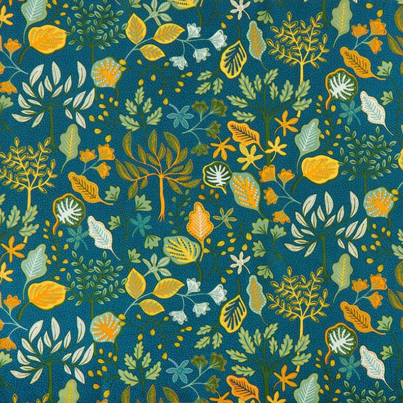 Tissu de décoration Semi-panama art de la feuille – bleu océan,  image number 1