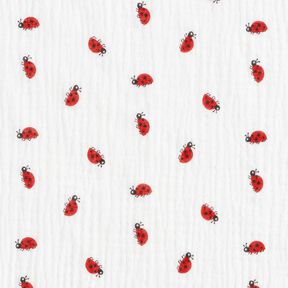 Tissu double gaze de coton Coccinelles – ivoire, 