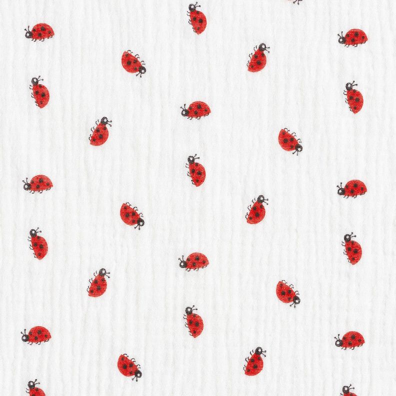 Tissu double gaze de coton Coccinelles – ivoire,  image number 1