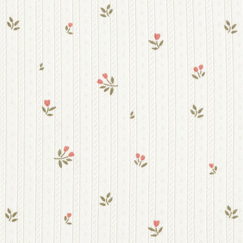 Ajour Jersey coton Tulipes – ivoire, image number 1