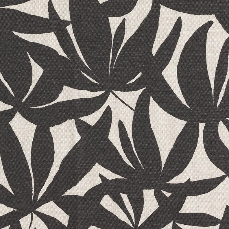 Tissu de décoration Semi-panama Feuilles sobres – noir/nature, image number 5