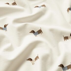 Jersey coton Teckels heureux – ivoire, 