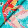 Beachwear tissu viscose paons et fleurs – bleu aqua/rose intense,  thumbnail number 4
